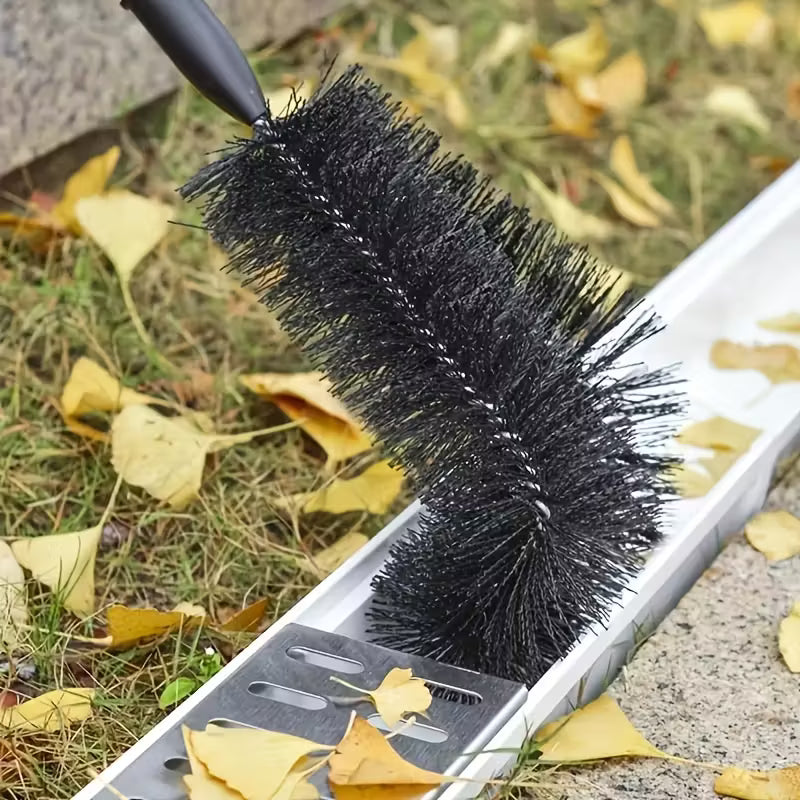 Extendable Gutter Cleaning Brush (89.8") - 7-Section Aluminum Pole, Curved Bristle Head for Roof & Yard Cleaning, Easy Reach Down to Zigzag Cleaning, No Electricity Needed, Garden Tool | Curved Brush | Durable Aluminum, Gutter Cleaning by Anti Spier
