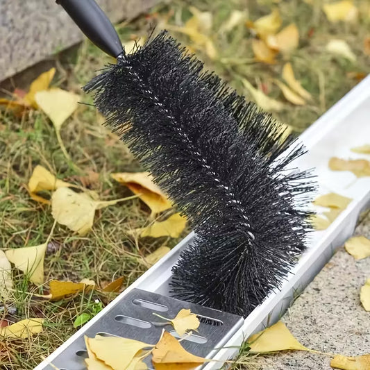 Extendable Gutter Cleaning Brush (89.8") - 7-Section Aluminum Pole, Curved Bristle Head for Roof & Yard Cleaning, Easy Reach Down to Zigzag Cleaning, No Electricity Needed, Garden Tool | Curved Brush | Durable Aluminum, Gutter Cleaning by Anti Spier