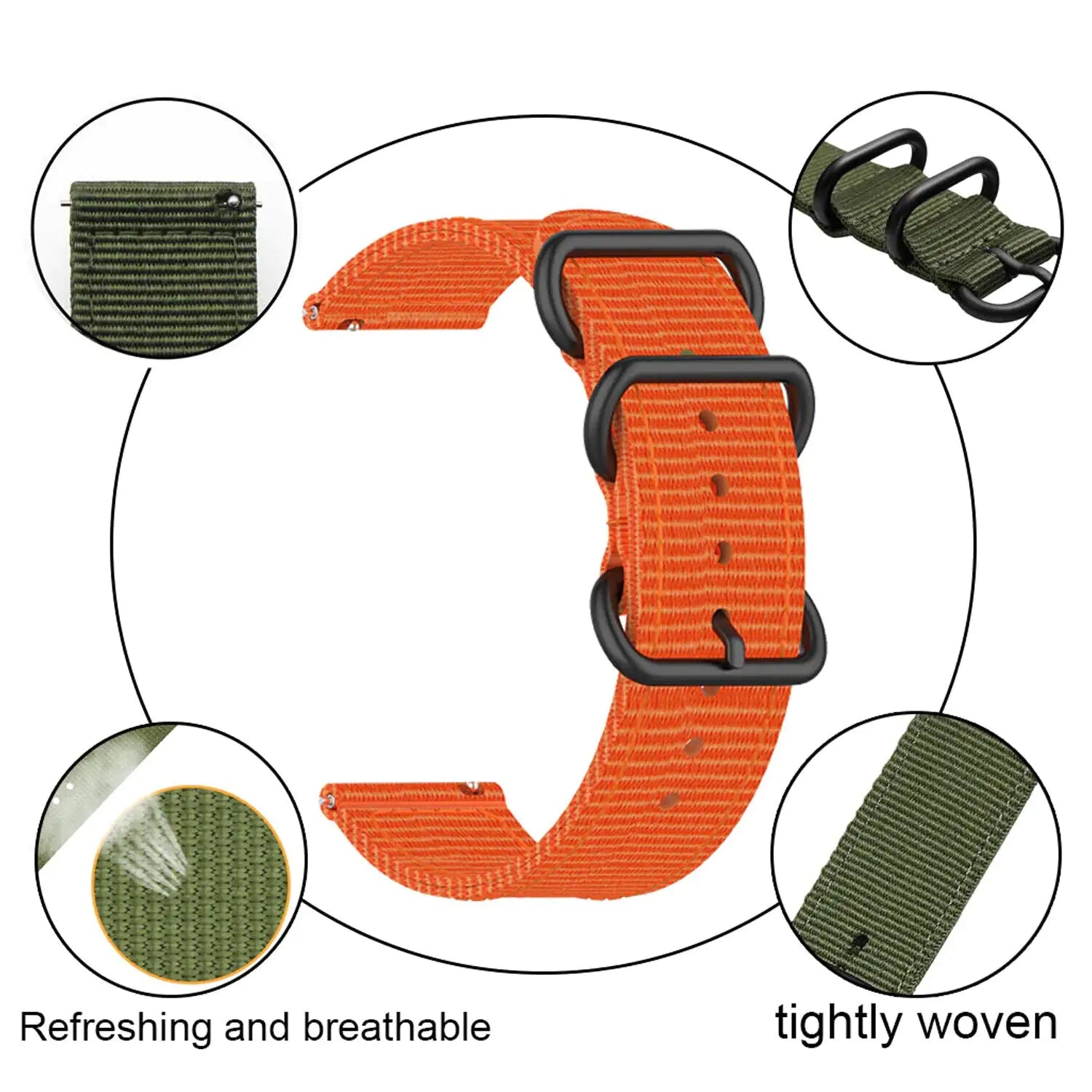 18mm 20mm 22mm Durable Military Woven Nylon Wrist Watch Band Quick Release Strap by Anti Spier