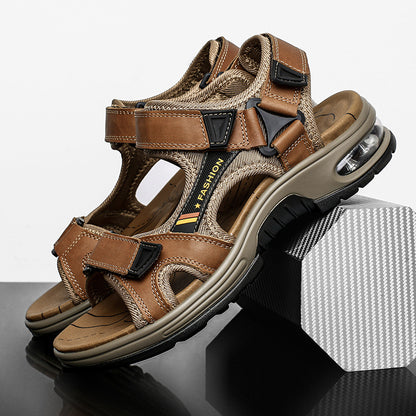 Men's sandals: genuine leather casual beach sandals, retro air-cushioned sandals, men's outdoor sandals by Hypersku