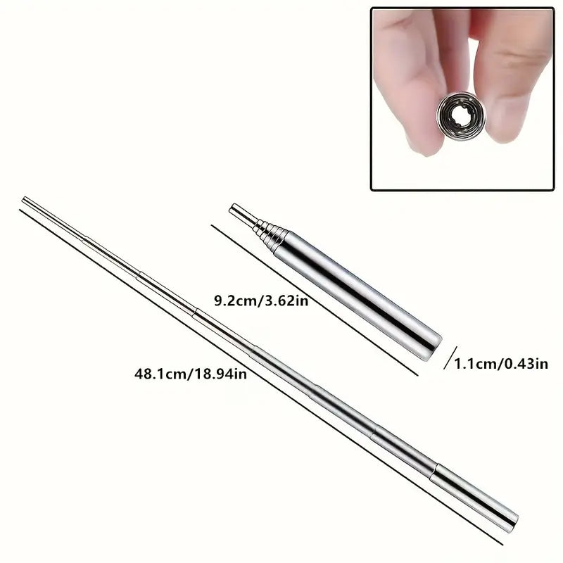 1pc Retractable Stainless Steel Fire Blowing Tube - Essential Camping & Hiking Gear for Outdoor Adventures - Portable, Durable, and Easy-to-Use Fire Starter for Travel, Backpacking, and Survival, Without Battery by Anti Spier