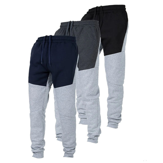Ultra Performance 3 Pack Fleece Active Tech Joggers for Men, Mens Sweatpants with Zipper Pockets 3X Color Block Navy / Color Block Black / Color Block Charcoal by Anti Spier