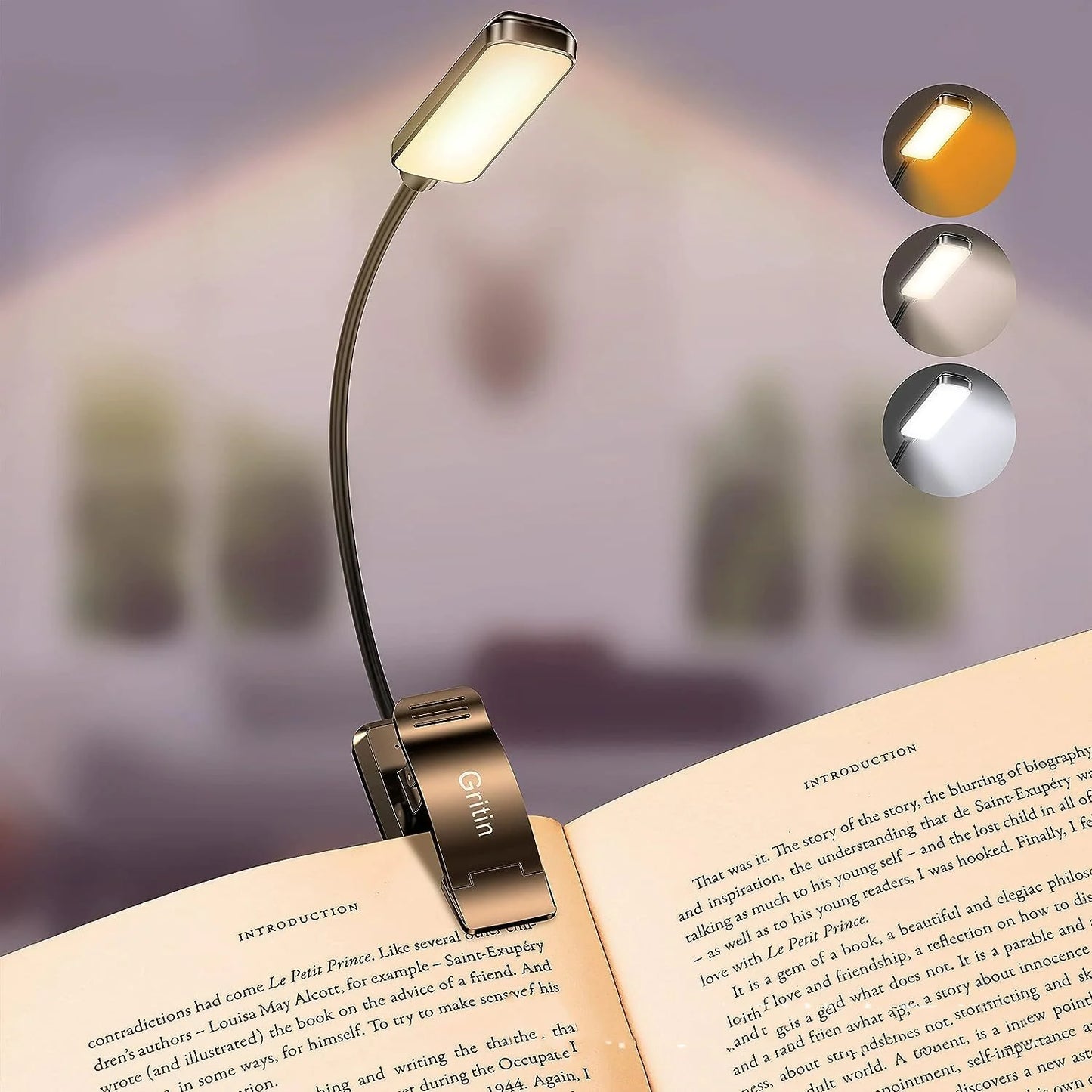 Minimalist LED Rechargeable Book Light by Anti Spier