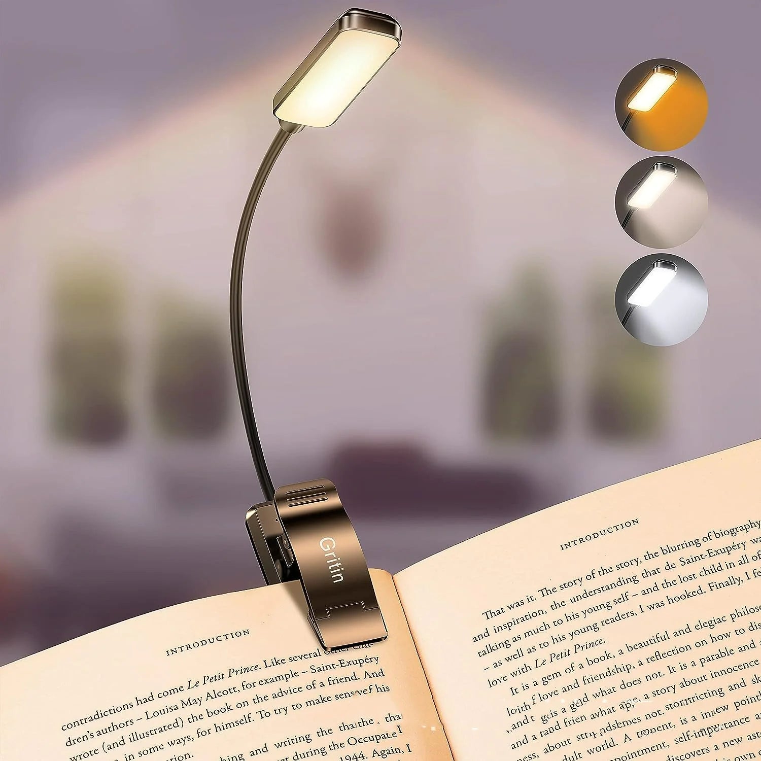 Minimalist LED Rechargeable Book Light by Anti Spier