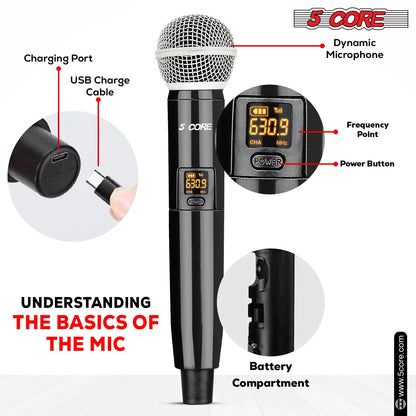 5Core Wireless Microphones VHF Microfonos Inalambricos Professional Handheld Cordless Mic by Anti Spier