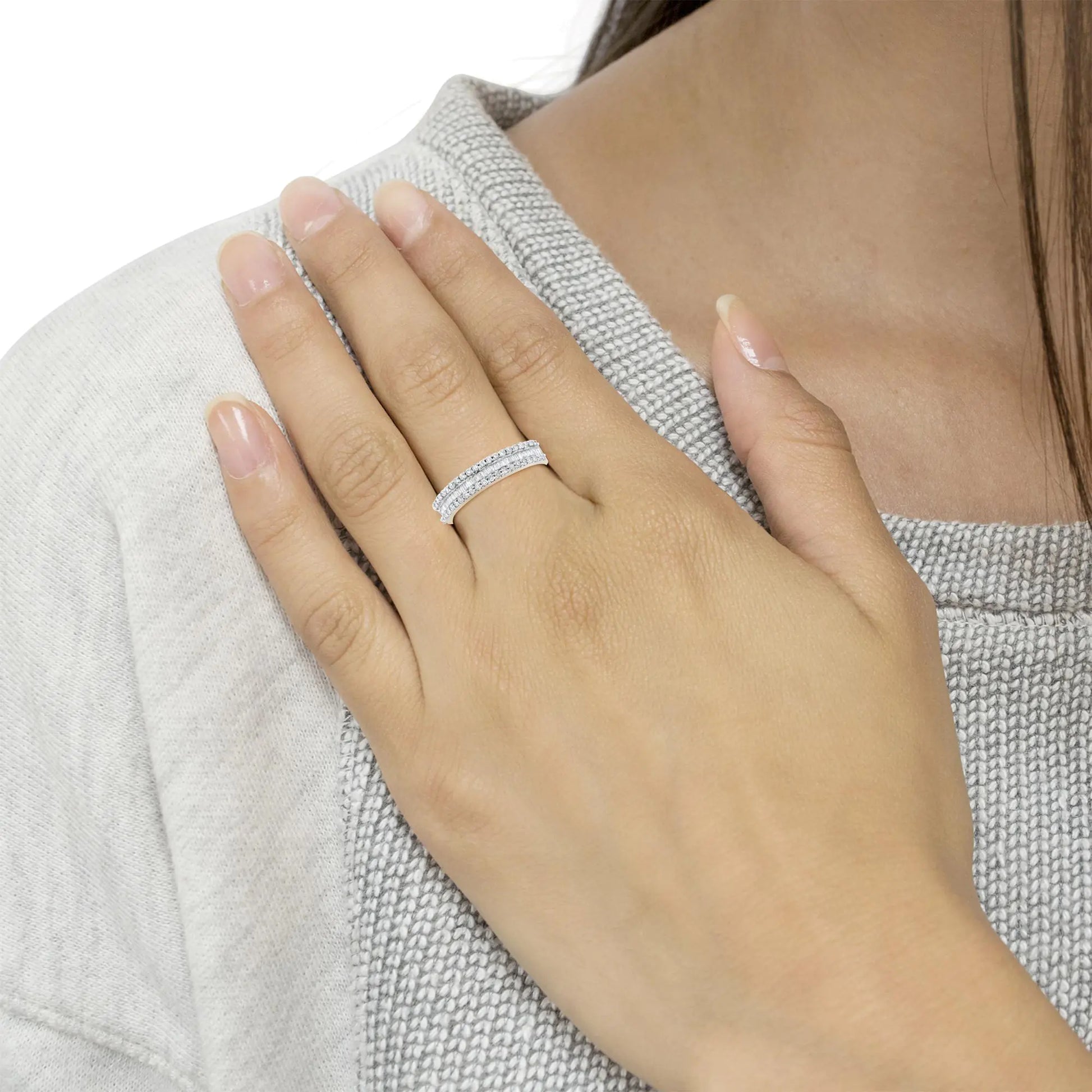 14KT White Gold 1/2 Cttw Diamond Modern Band Ring (H-I Color, SI2-I1 Clarity) by Anti Spier