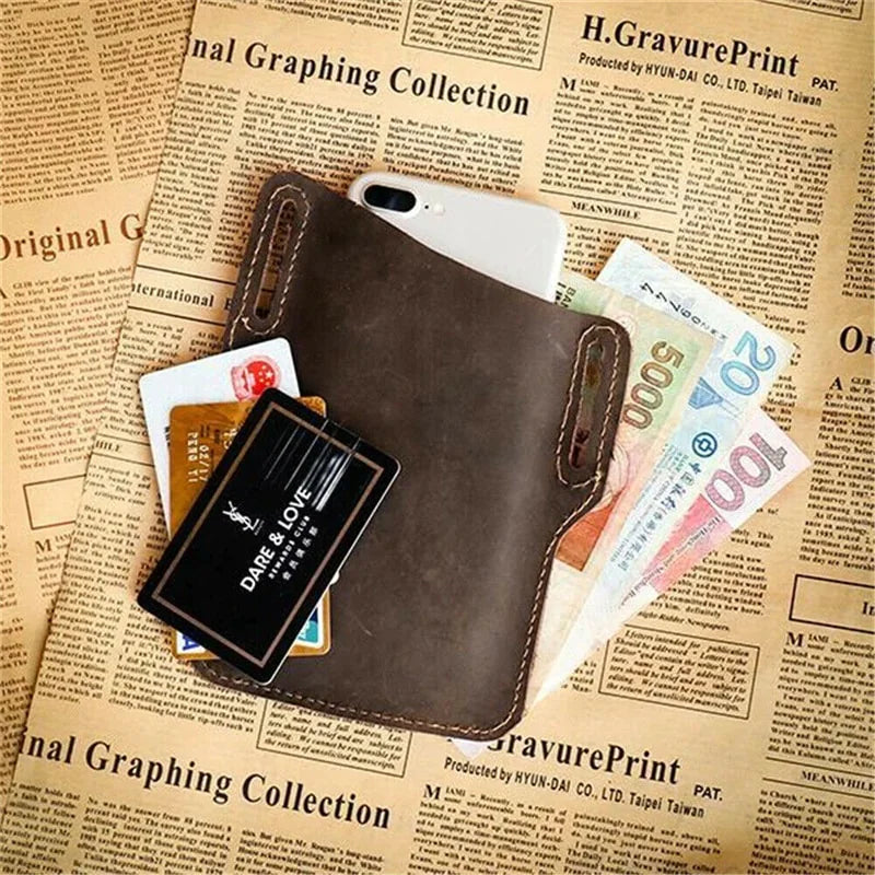 Men Cell Phone Belt Pack Bag Loop Waist Holster Pouch Case Leather Wallet Cover by Anti Spier