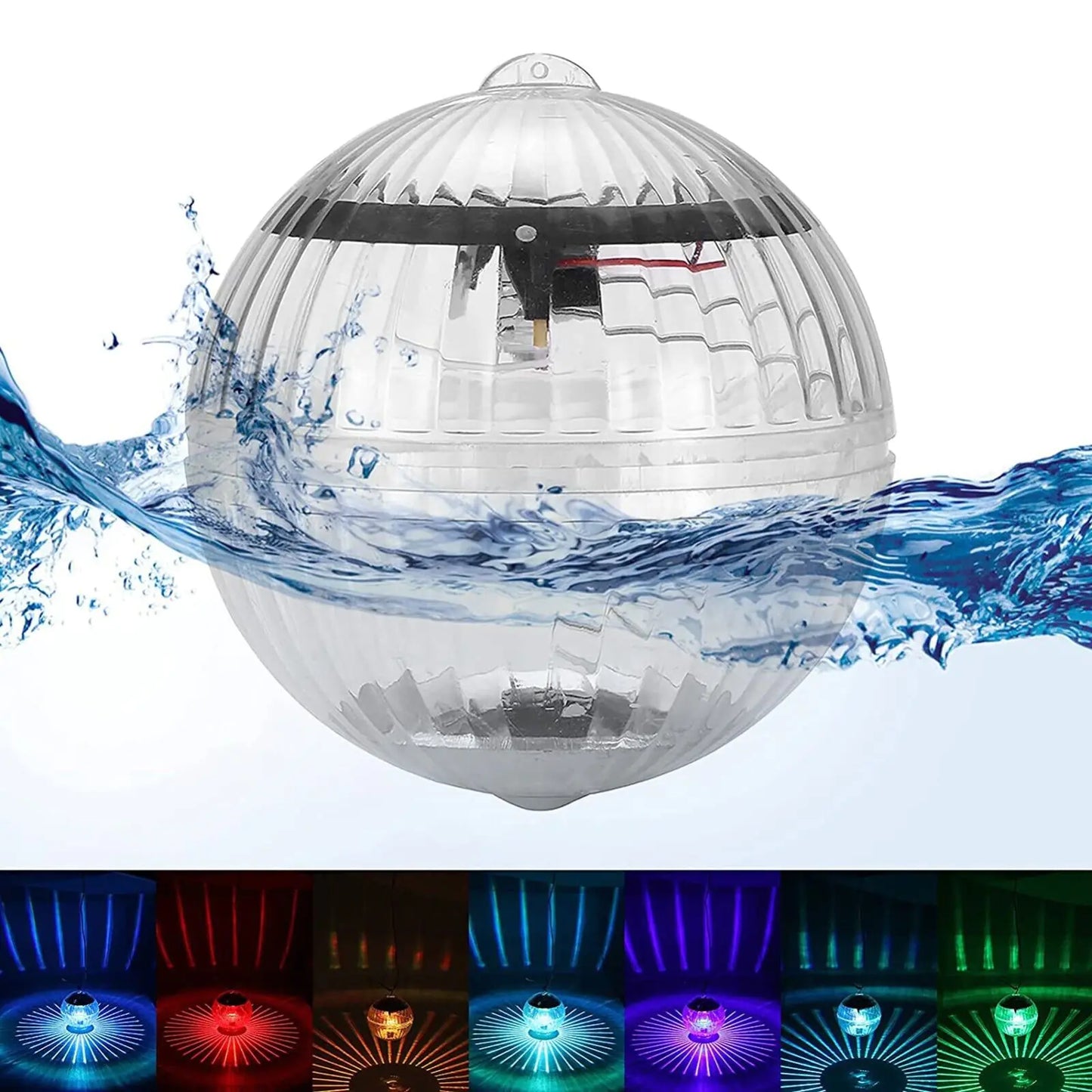 Outdoor Solar LED Floating Light Garden Pond Pool Lamp Rotating RGB Color Change by Anti Spier