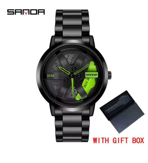 Men's 3D Car Wheel Sports Watch - Waterproof Quartz by Anti Spier