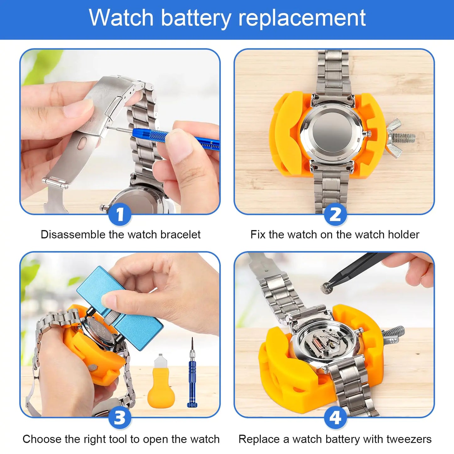 JOREST Watch Repair Kit, for Watch Battery Replacement & Watch Link Removal and Resizing & Watch Opener, Watch Repair Screwdriver Set, Watch Wrench Back Remover, Watch Cleaning, Spring Bar Tool by Anti Spier
