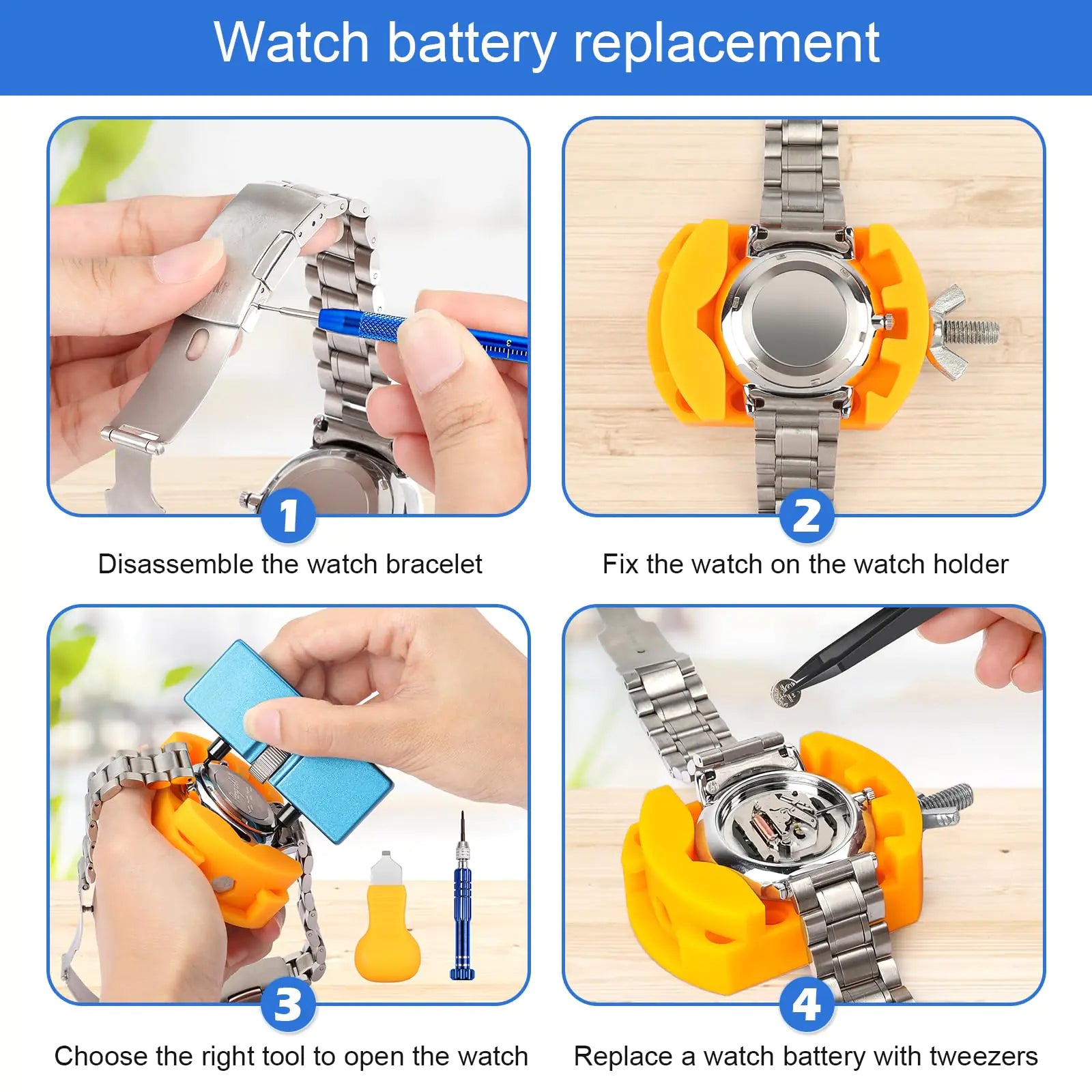 JOREST Watch Repair Kit, for Watch Battery Replacement & Watch Link Removal and Resizing & Watch Opener, Watch Repair Screwdriver Set, Watch Wrench Back Remover, Watch Cleaning, Spring Bar Tool by Anti Spier