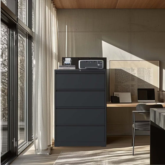 Horizontal Metal Lockable Filing Cabinet 4 Drawers by Anti Spier