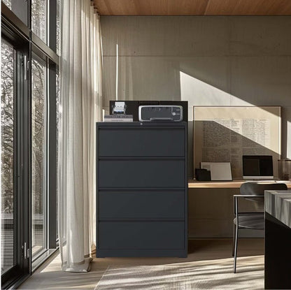 Horizontal Metal Lockable Filing Cabinet 4 Drawers by Anti Spier
