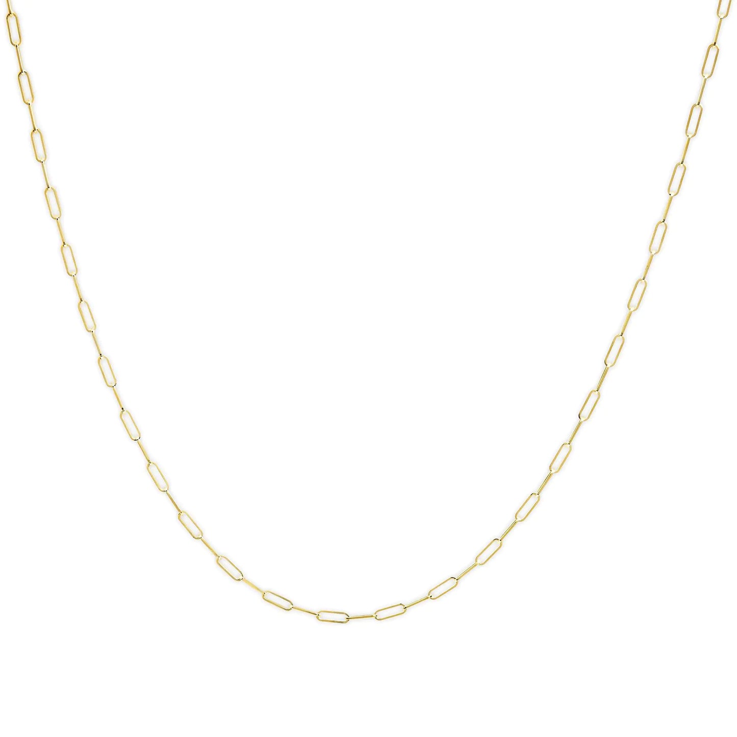 Unisex Solid 14K Gold 2.5mm Paperclip Chain Necklace by Anti Spier