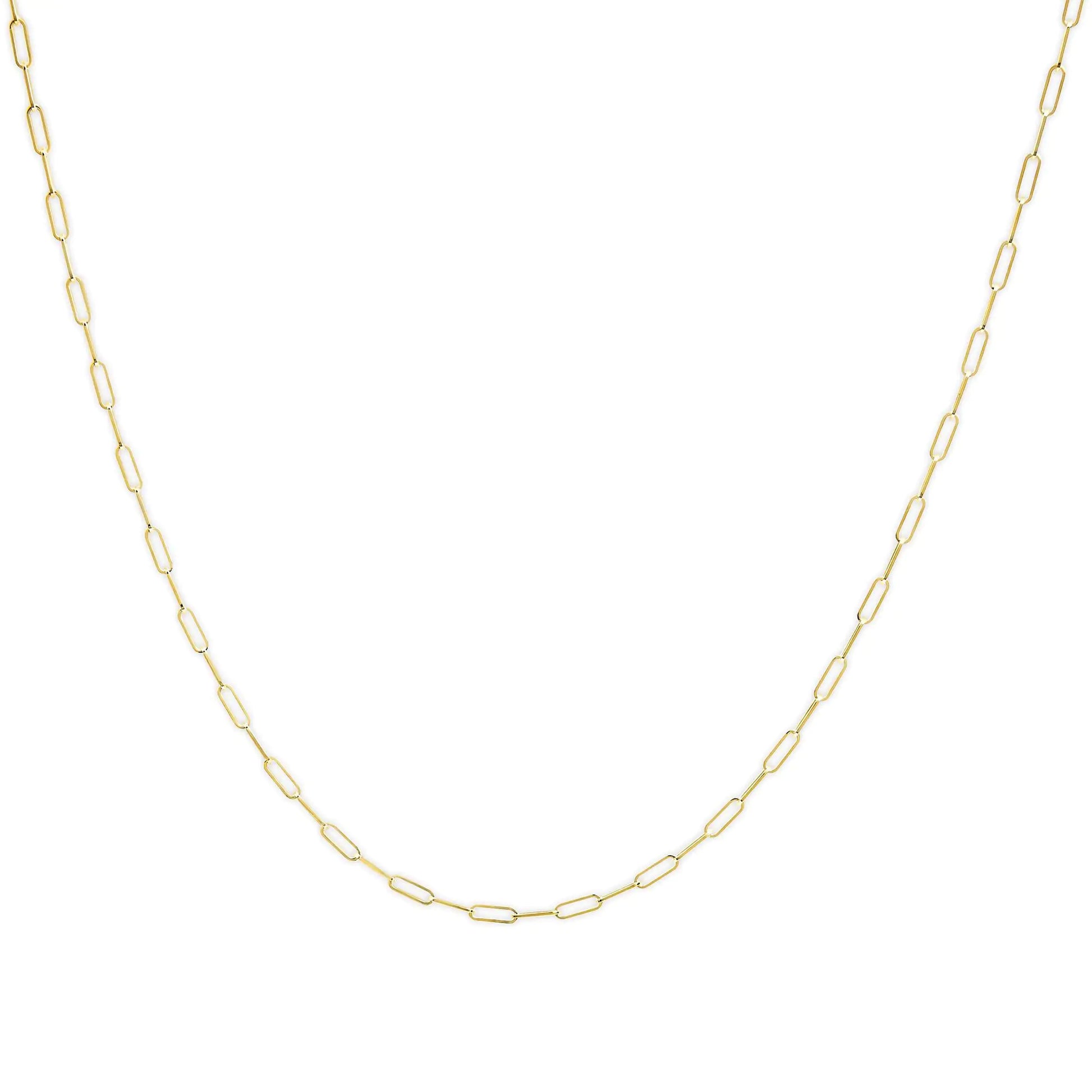 Unisex Solid 14K Gold 2.5mm Paperclip Chain Necklace by Anti Spier