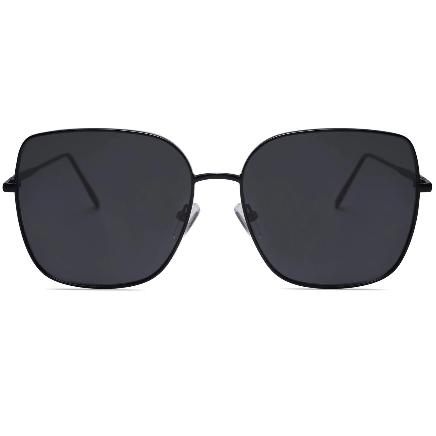 SOJOS Trendy Oversized Square Metal Frame Sunglasses for Women Men Flat Mirrored Lens UV Protection Sunglasses SJ1146 Black/Grey by Anti Spier