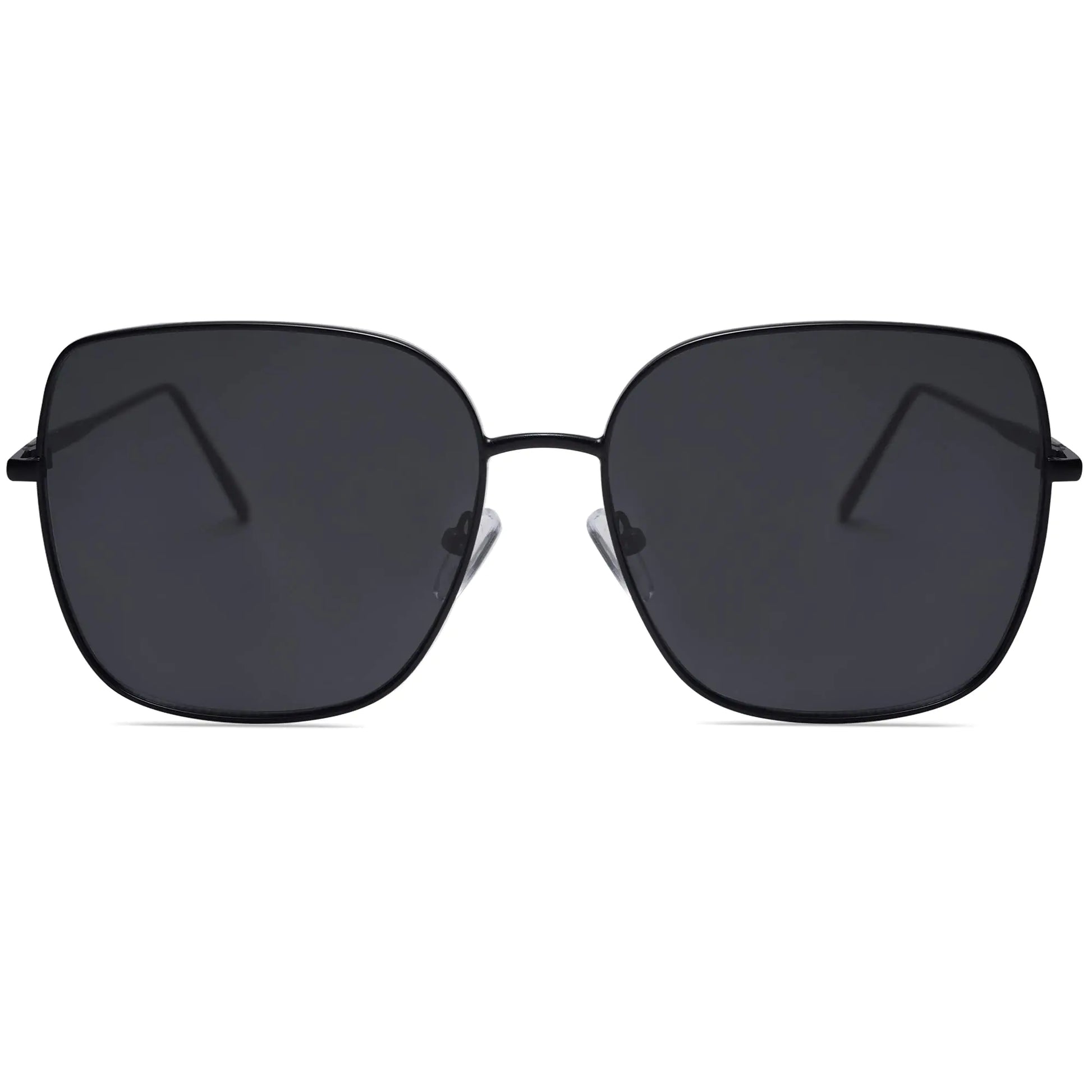 SOJOS Trendy Oversized Square Metal Frame Sunglasses for Women Men Flat Mirrored Lens UV Protection Sunglasses SJ1146 Black/Grey by Anti Spier