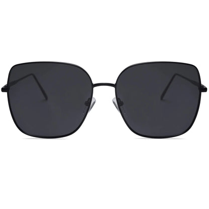 SOJOS Trendy Oversized Square Metal Frame Sunglasses for Women Men Flat Mirrored Lens UV Protection Sunglasses SJ1146 Black/Grey by Anti Spier