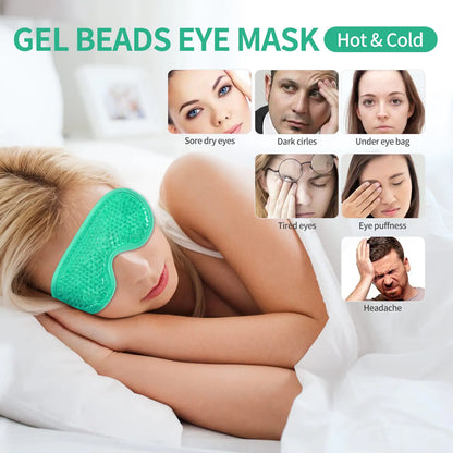2PCS Gel Eye Mask Reusable Hot Cold Therapy Gel Bead Eye Mask for Puffiness /Dark Circles/Eye Bags /Dry Eyes/Headaches/Migraines/Stress Relief, Cooling Eye Mask Hot/Cold Compress Eye Mask (Green) Green by Anti Spier