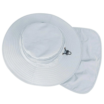Sun Hats for Men Women Fishing Hat UPF 50+ Breathable Wide Brim Bucket Hats Summer UV Protection Safari Hat with Neck Flap Black/Light Grey 2 by Anti Spier
