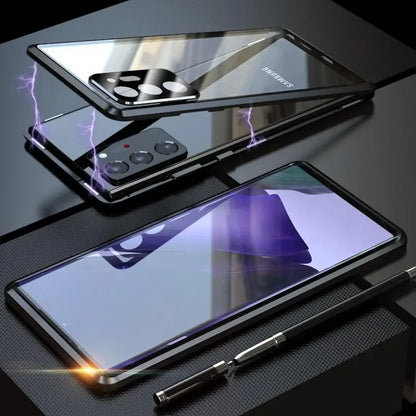 Samsung Galaxy Note 20 Tempered Glass Built-in Magnet Metal Bumper Case by Anti Spier