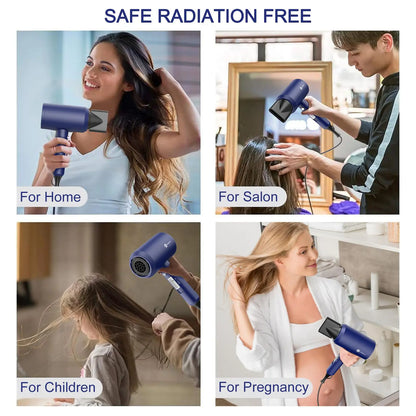 Slopehill Professional Ionic Hair Dryer, Powerful 1800W Fast Drying Low Noise Blow Dryer with 2 Concentrator Nozzle 1 Diffuser Attachments for Home Salon Travel (Prussian Blue) Prussian Blue by Anti Spier