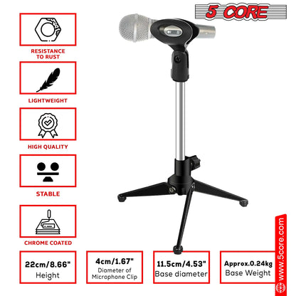 5Core Desktop Mic Stand Tripod Universal Desk Microphone Holder Table Top Stands by Anti Spier