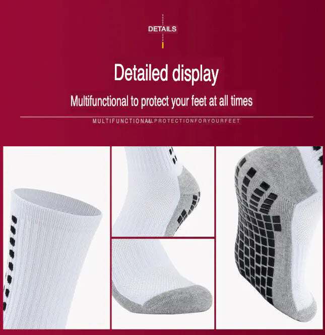 3 Pair Sport Socks Anti Slip W/ Grip Soccer Men Football Basketball Sock Premium by Anti Spier