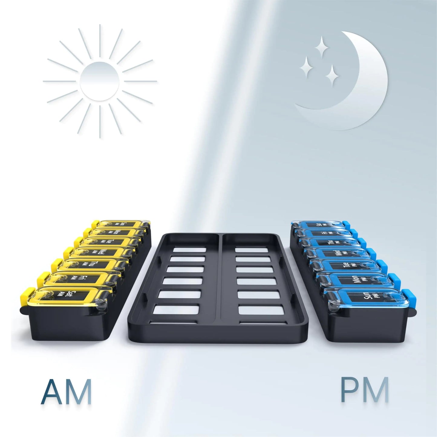 Weekly Pill Organizer 2 Times A Day Am Pm Pill Case Pill Box Yellowblue Plastic by Anti Spier