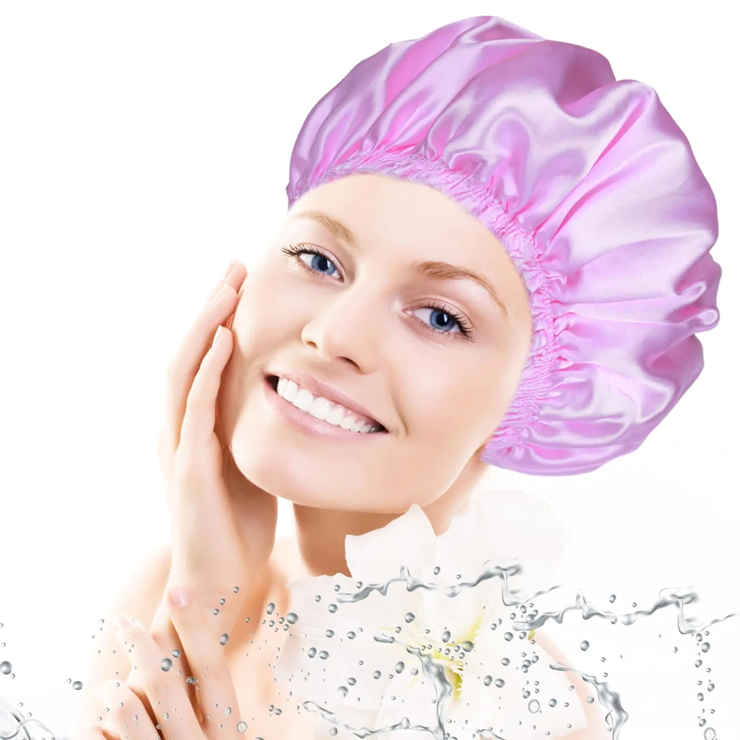Shower Caps for Women, 4 PCS Elastic and Reusable Bath Caps, Double Waterproof Layers Shower Cap, Bathing Shower Caps, Environmental Protection Hair Bath Hat - Solid Color Solid Color 4 PCS/Set by Anti Spier