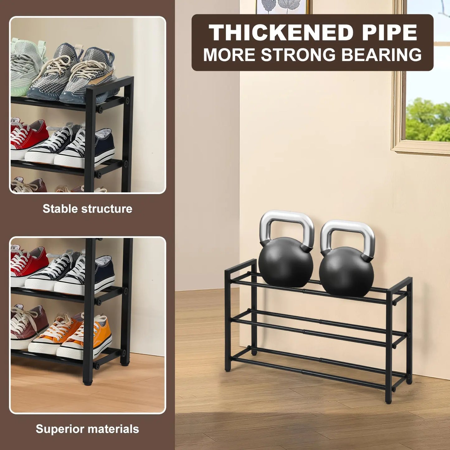 Expandable 3-Tier Metal Shoe Rack by Anti Spier