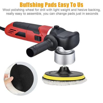 5PCS 6" Buffing Polishing Pad Wool Wheel Mop Kit For Car Polisher Drill Adapter by Anti Spier