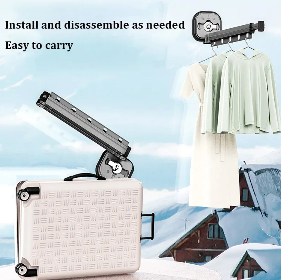 Retractable Aluminum Suction Cup Clothes Hanger by Anti Spier