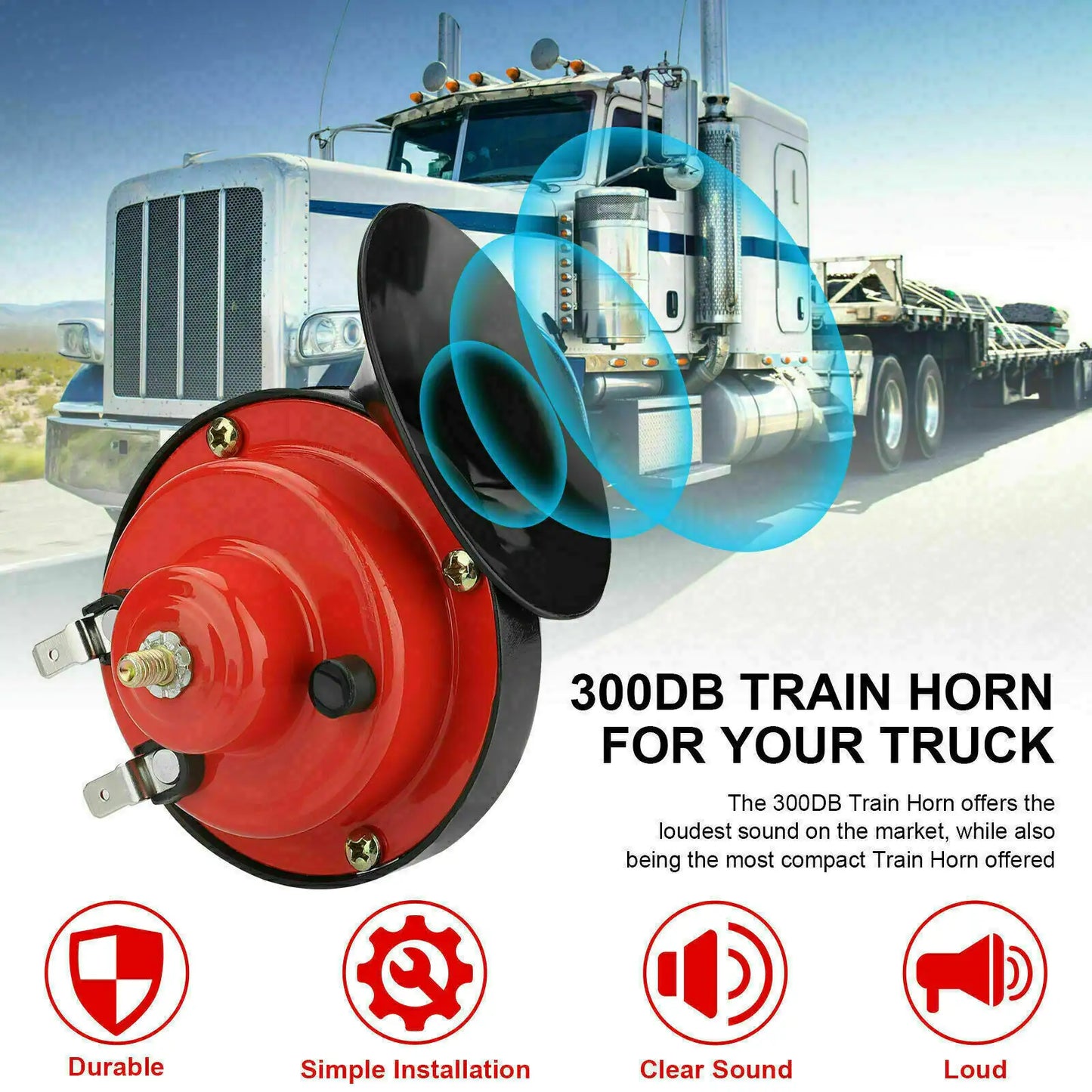 2PC 12V 300DB Super Loud Train Air Horn Waterproof Motorcycle Car Truck SUV Boat by Anti Spier
