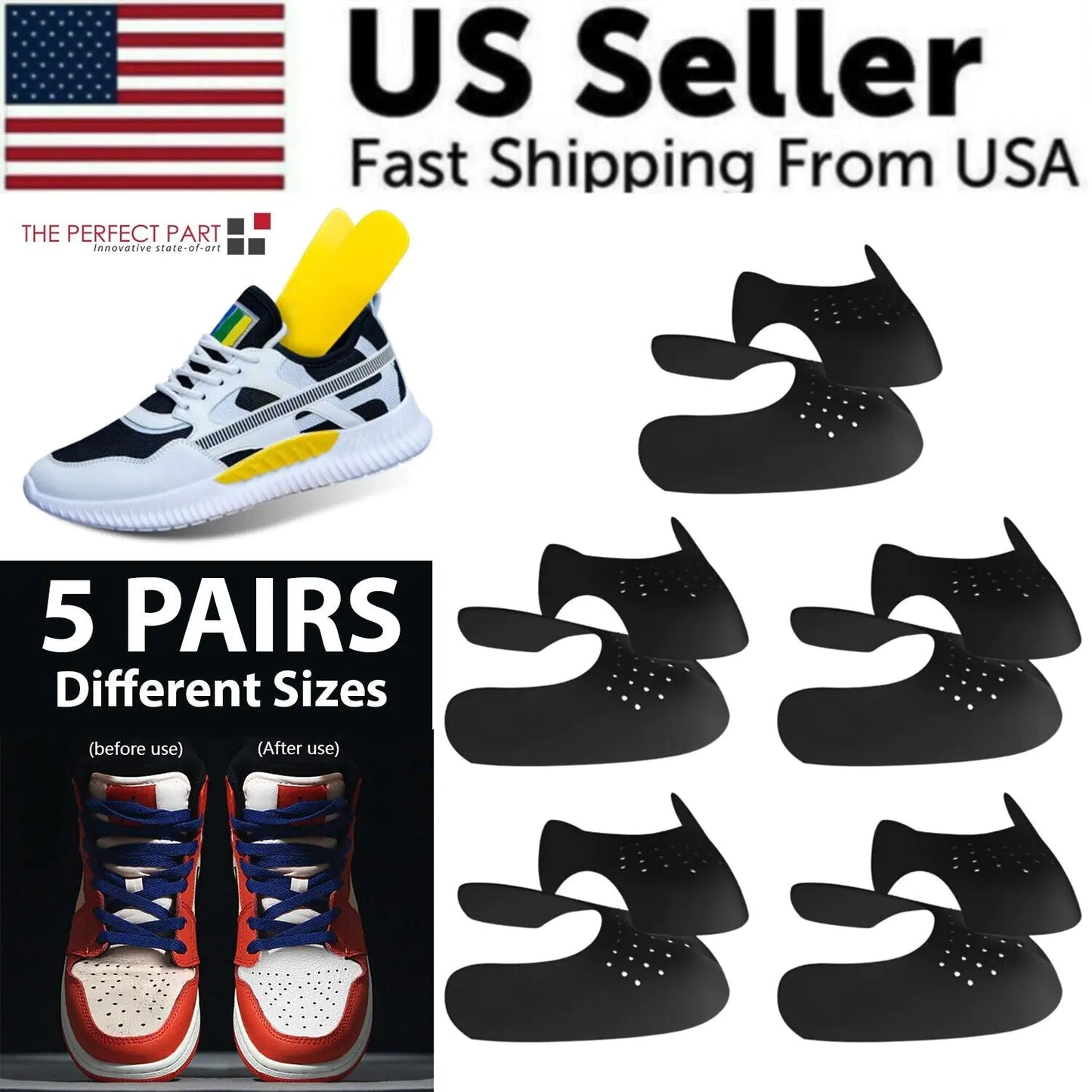 5 Pairs Shoe Protector Anti Crease Force Fields Cover Toe Cap Creasing Decreaser by Anti Spier