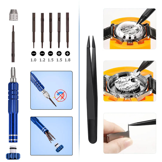 JOREST Watch Repair Kit, for Watch Battery Replacement & Watch Link Removal and Resizing & Watch Opener, Watch Repair Screwdriver Set, Watch Wrench Back Remover, Watch Cleaning, Spring Bar Tool by Anti Spier
