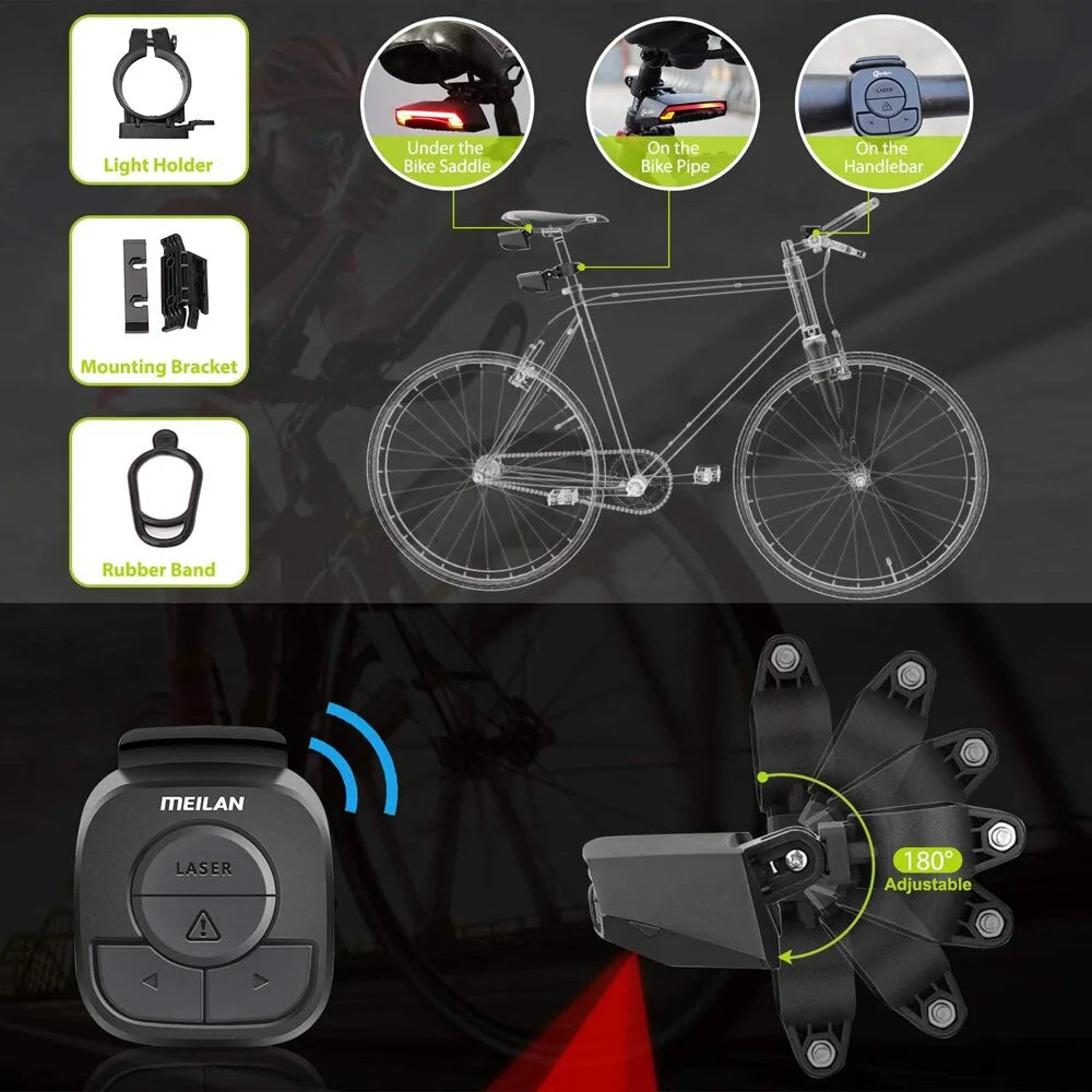 Smart Auto Brake Sensing Light Bicycle Wireless Turn Light by Anti Spier