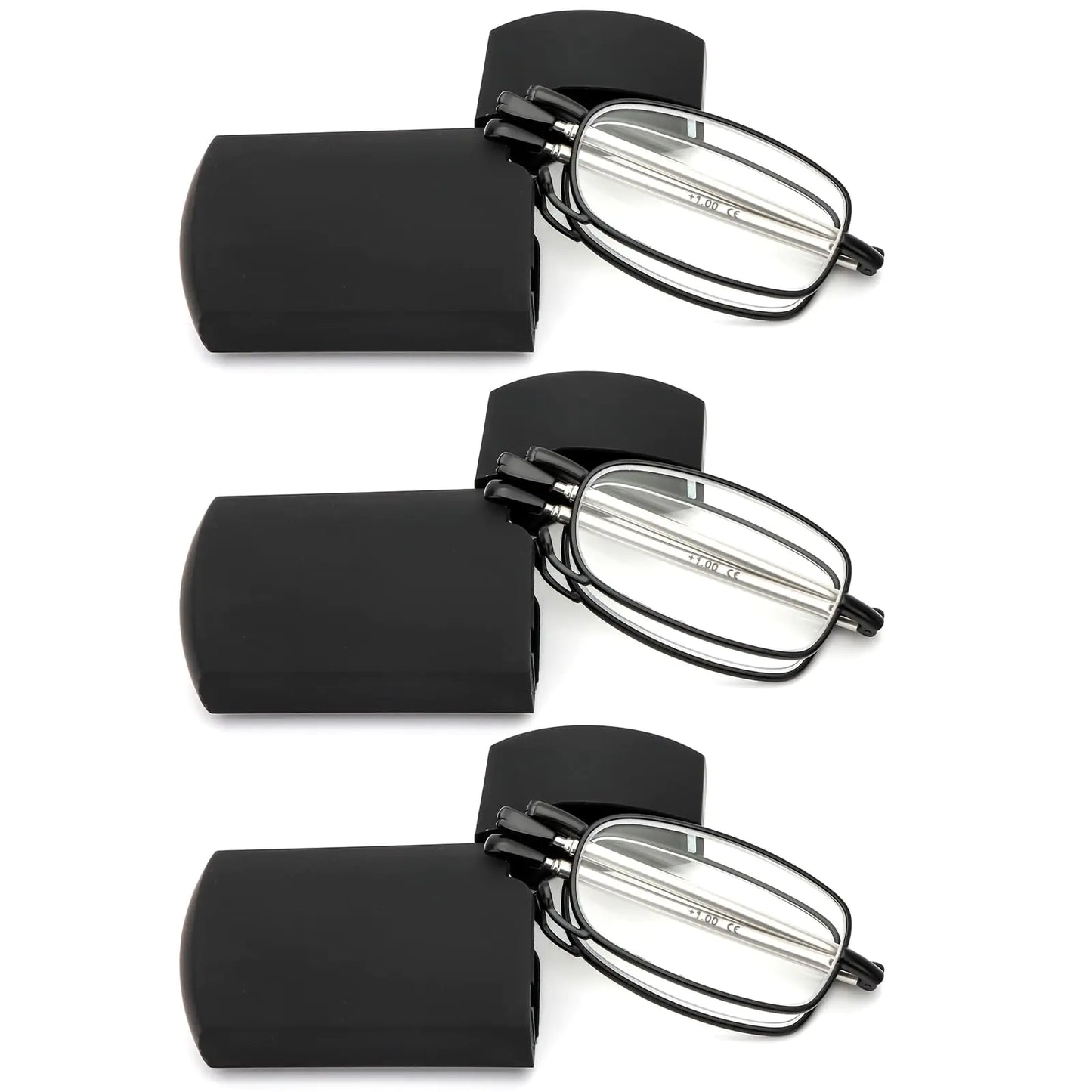 3 Pack Folding Reading Glasses for Men Women Blue Light Blocking Computer Readers Spring Hinge with Small Compact Case Black 2.75 by Anti Spier
