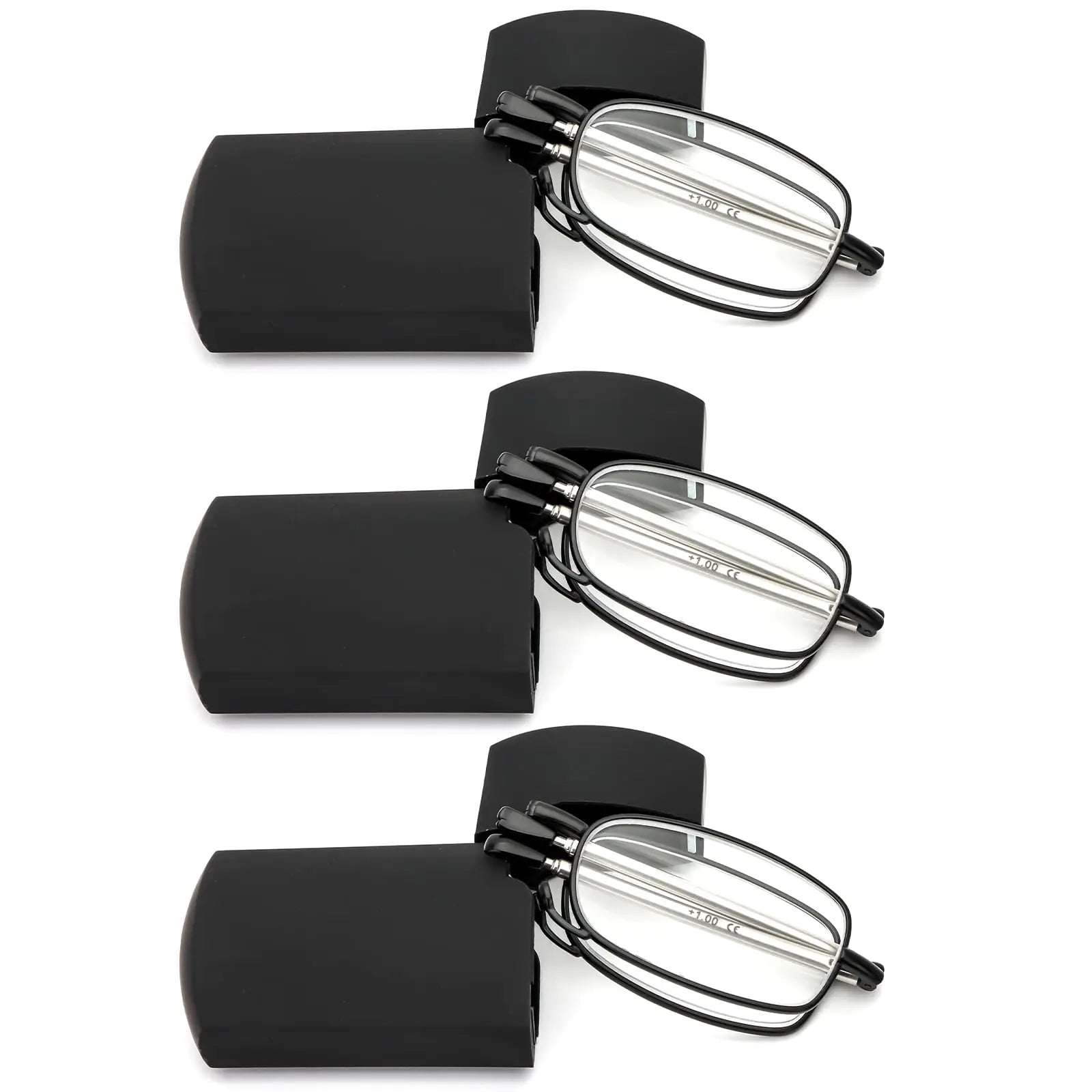 3 Pack Folding Reading Glasses for Men Women Blue Light Blocking Computer Readers Spring Hinge with Small Compact Case Black 2.75 by Anti Spier
