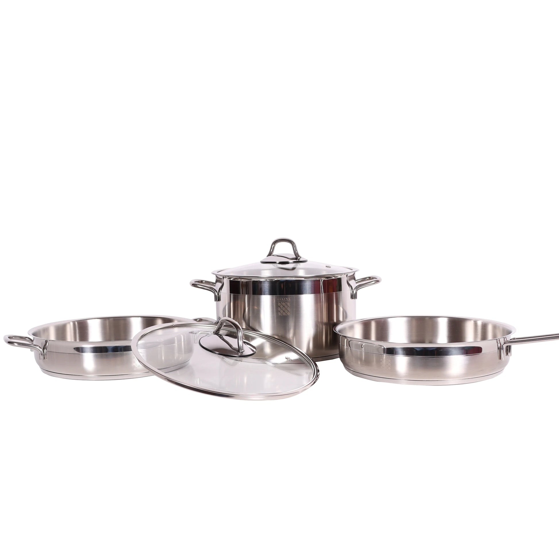 Serenk Modernist 5 Piece Stainless Steel Pots and Pan Set by Anti Spier
