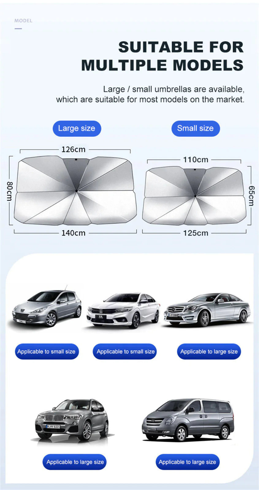 57" Car Windshield Sun Shade Foldable Umbrella Front Window Cover Visor Umbrella by Anti Spier