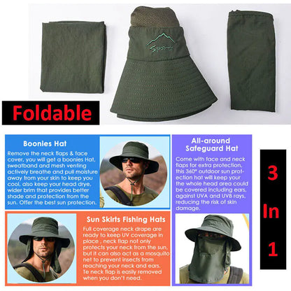 Wide Brim Sun Hat UV Protection Bucket Cap For Hiking Camping Fishing Safari Men by Anti Spier