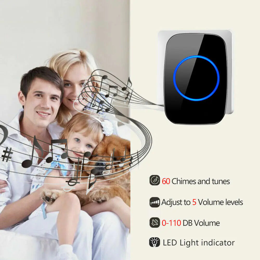 Wireless Doorbell Chime Waterproof Plugin Receiver Adjustable Volume 1000FT Kit by Anti Spier