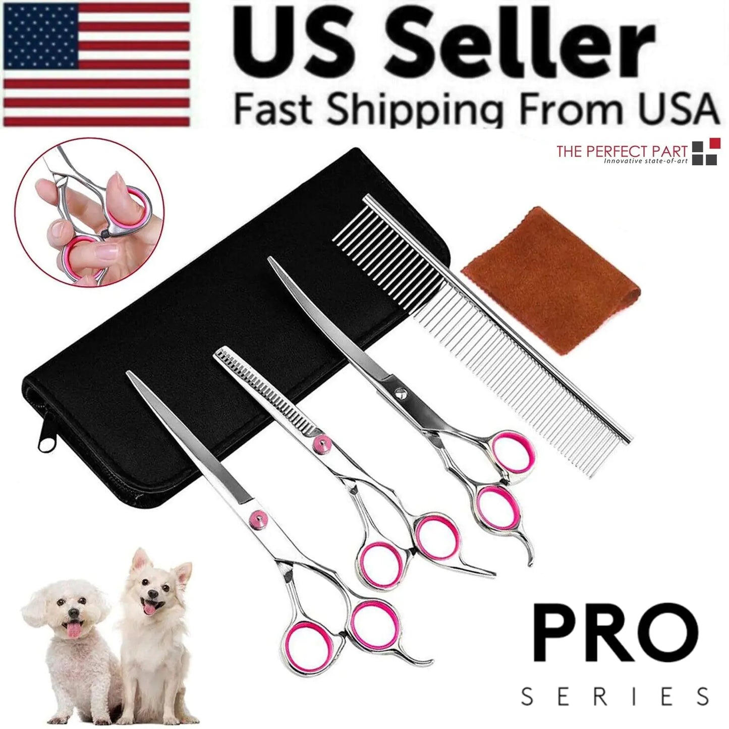 Pet Dog Grooming Scissors Stainless Straight Curved Thinning Shears Trimmer Kits by Anti Spier