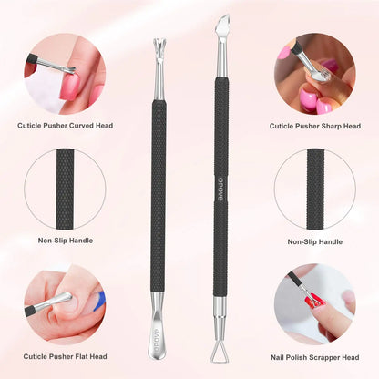 Cuticle Pusher Nail Polish Remover Stainless Steel Manicure Tool Set Gel Nail Polish Peeler Scraper Nail Cleaner Pedicure Kit for Fingernail and Toenail, opove P1, Matter Black… Buy X7 Get This 90% Off by Anti Spier