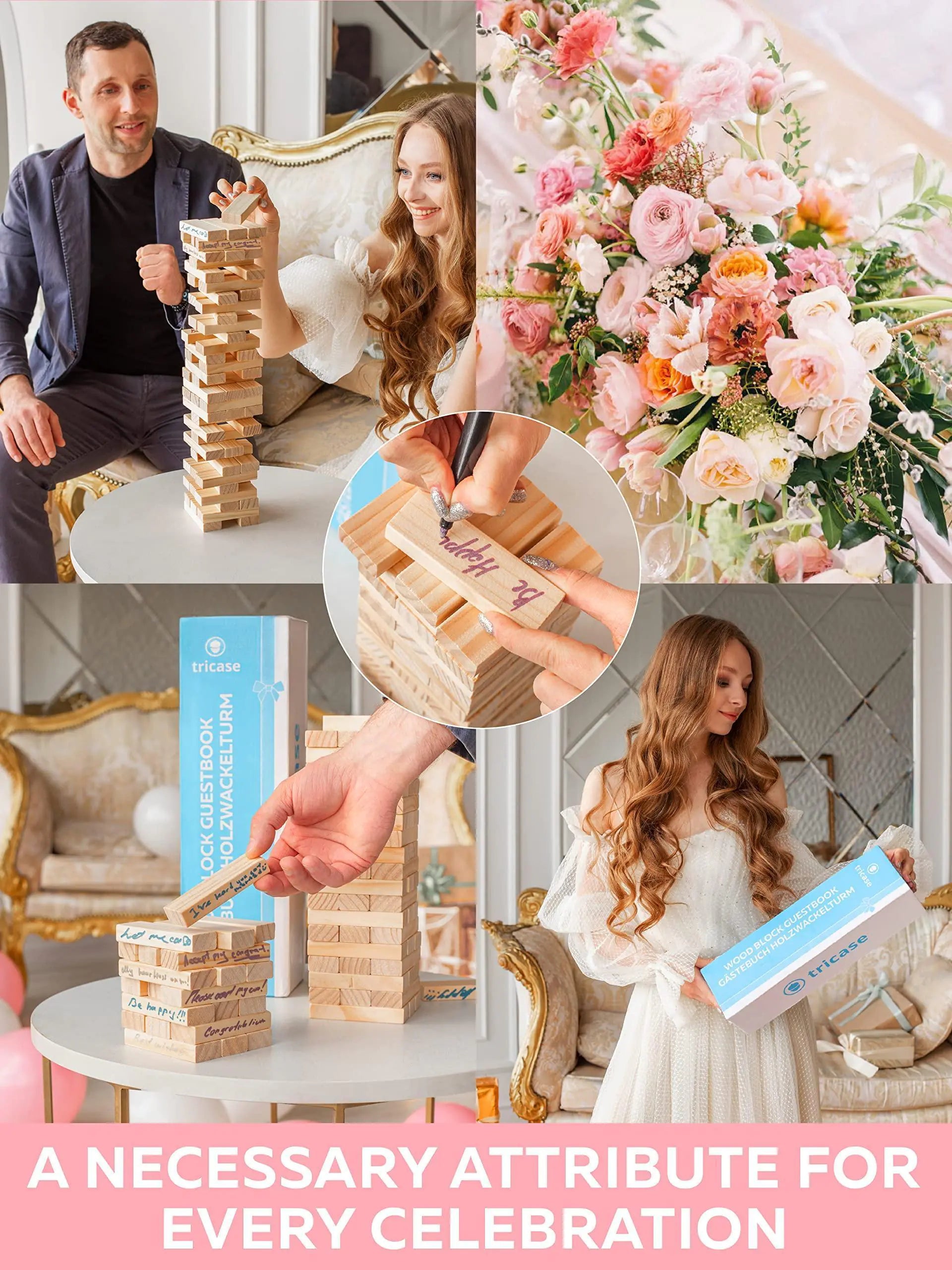 Wedding Guest Book Alternative 75 pcs Wooden Block Guest Book for Sign by Anti Spier