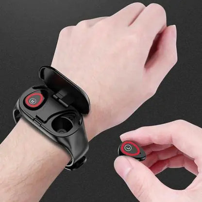 Smart Watch with Built-in TWS Wireless Bluetooth Earphone Blood Heart Rate Monitor by Anti Spier