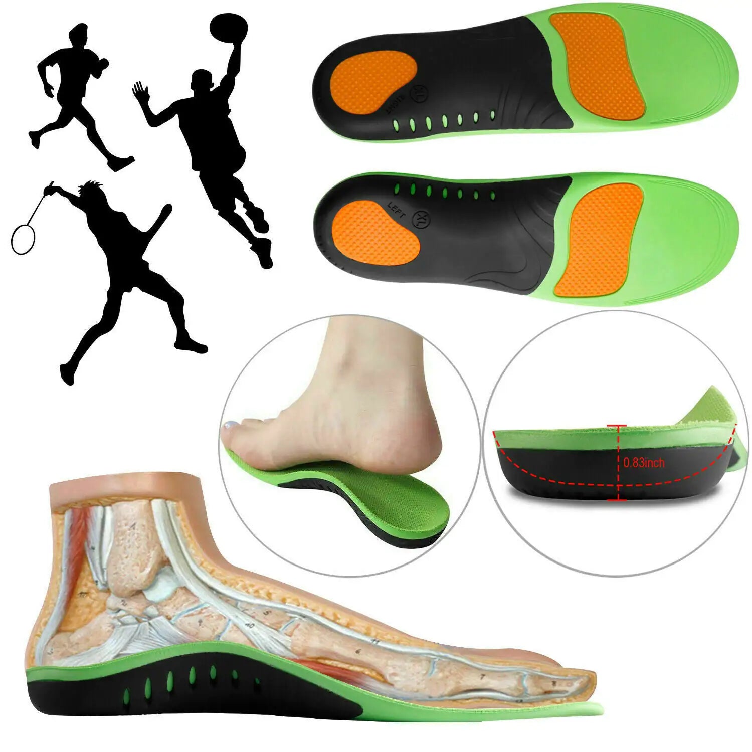 Orthotic Shoe Insoles Inserts Flat Feet High Arch Support For Plantar Fasciitis by Anti Spier