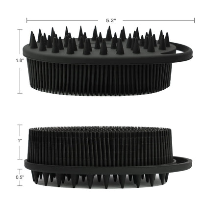 Upgrade Body Scrubber and Hair Shampoo Brush, All in One, Premium Silicone Loofah, Exfoliating Body Brush, Shower Scrubber for Body, Scalp Massager for Women, Men, Pet (1PC Black) by Anti Spier
