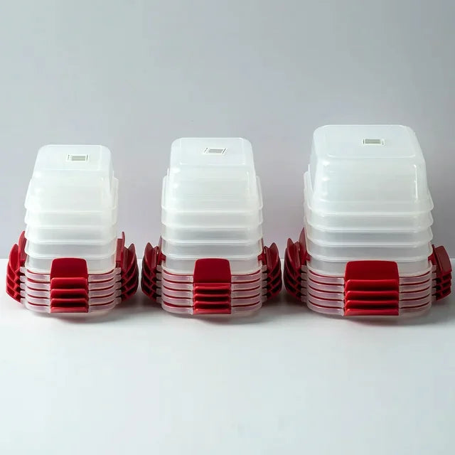 5 Pack Stackable Food Storage Containers Airtight & Leakproof Set Snap Lock Lids by Anti Spier
